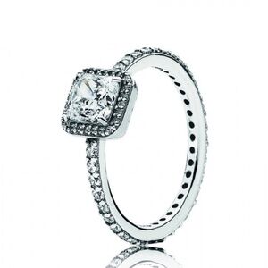 Pandora P2S 925 Sterling Silver ALE Timeless Elegance Princess Cut Ring SZ 7